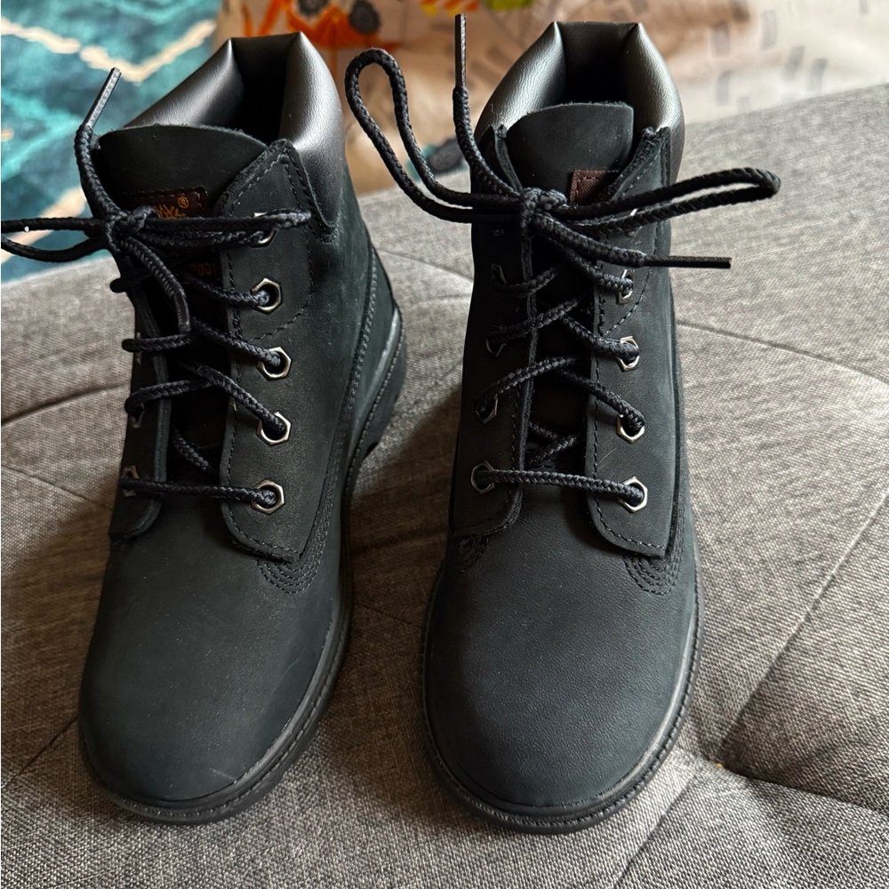 Kids Timberland Black Lace-Up Ankle Boots